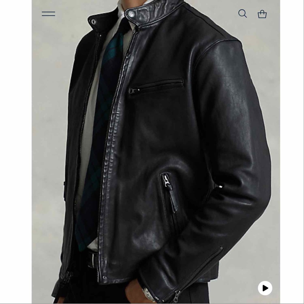 Polo Ralph Lauren Lambskin Café Racer Leather Jacket - Picture 13 of 13